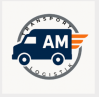 Logo von AM Transport und Logistik mit stilisiertem LKW und Firmenname